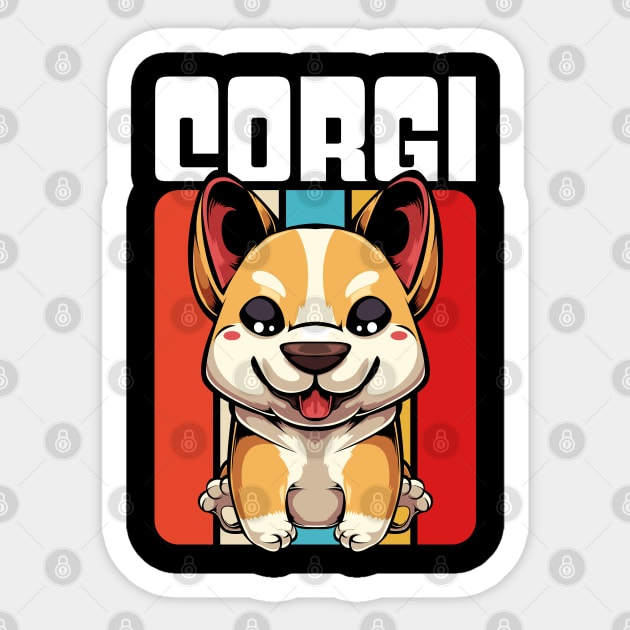 Welsh Corgi - Cute Retro Style Kawaii Dog Sticker by Lumio Gifts